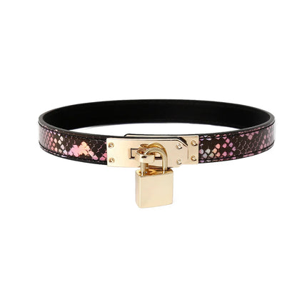 New 2 in 1 Sexy Snakeskin Leather Collars With Lock BDSM Bondage Fetishs Collar Adult Game Sex Accessories For Woman Jeux Sexuel