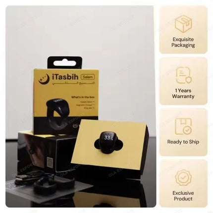 Electronic Tasbih Counter Weslamic Itasbih Zikr Ring Digital Counting Accessory for Prayers, Up to 9999 Counts Waterproof 2025