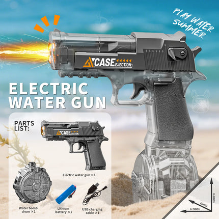 Manual & Electric Water Gun for Kids & Adults, With Lights & Rechargeable Water Blaster for Summer Pool Beach Outdoor Squirt Gun
