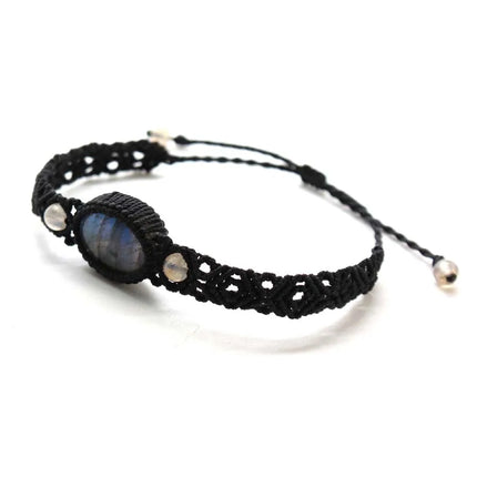 Handmade Braided Macrame Labradorite Crystal Stone Bracelets For Women Girl Natural Spectrolie Weave Adjustable Bracelet Jewelry