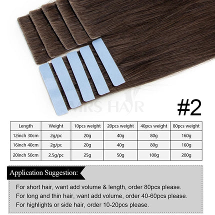 MRS HAIR Invisible Tape Hair Extensions Hand Tied Tape in Hair Extensions Human Hair Natural Adhesive Tape Extension 10pcs/pack