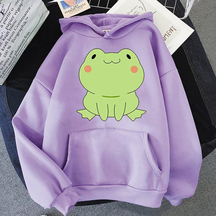 Cute Frog Hoodies Harajuku Casual Streetwear Graphic Print Sweatshirts Unisex Hoodies