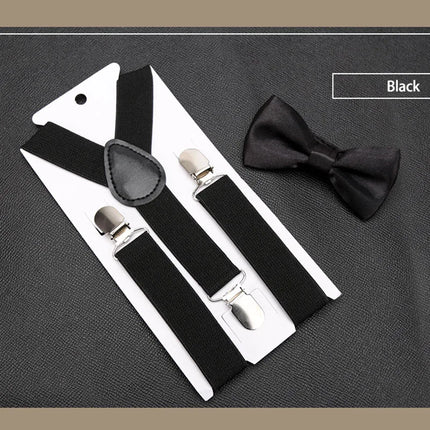 1 Pcs Elastic Suspenders with Tie New Fashion Suspenders Children Boys Girls with Bow Tie Adjustable Straps Accessories for Kids
