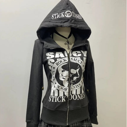 Unisex skull Y2K letter printed punk Gothic hoodie, cold resistant and warm top
