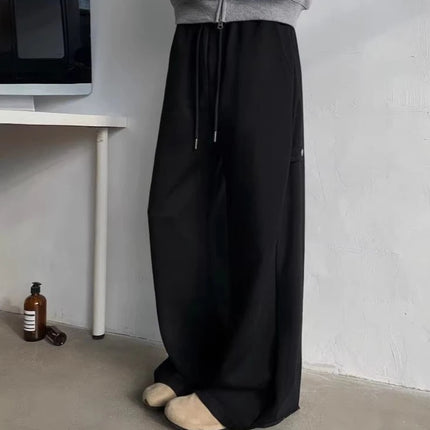 Men’s Grey Deconstructed Cargo Pants Heavyweight Oversized Wide Leg Trousers Floor Length Casual Streetwear for Spring Autumn
