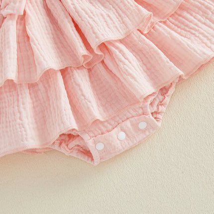 0-18M Newborn Baby Girl Summer Romper Dress Tie-up Sleeveless RBodysuit with Bowknot Hairband 2pcs Sets Casual Clothes