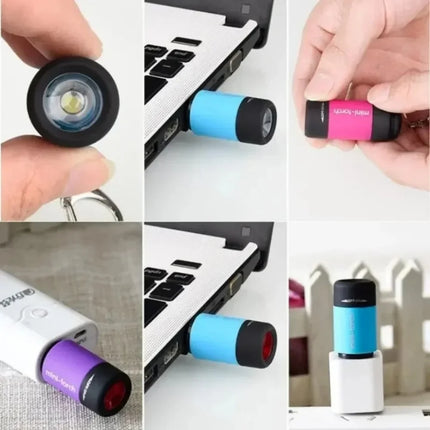 USB Charge LED Flashlight Multifunctional Strong Light Pocket Keychain Flashlight Waterproof Outdoor Hiking Camping Flashlight