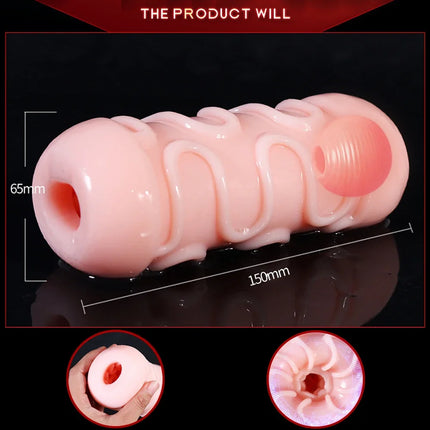 Male Masturbator Cup Penis Trainer with Sucking Ball Realistic Vagina Penis Massage Reusable Masturbator Oral Sex Toys for Men