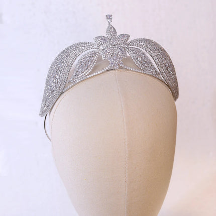 Bride Cubic Zirconia Flower Crowns Wedding CZ Headdress Luxury Tiaras For Women Sweet 16 Pageant Prom Hair Jewelry Headpiece