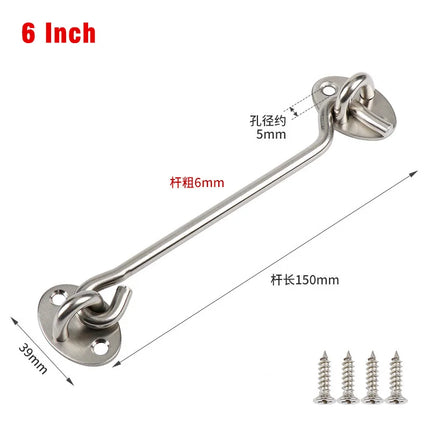 Stainless Steel Heavy Duty Privacy Hook and Eye Latch Lock with Screws Black Silver Barn Door Easy Locks Gate Latch Window Wind