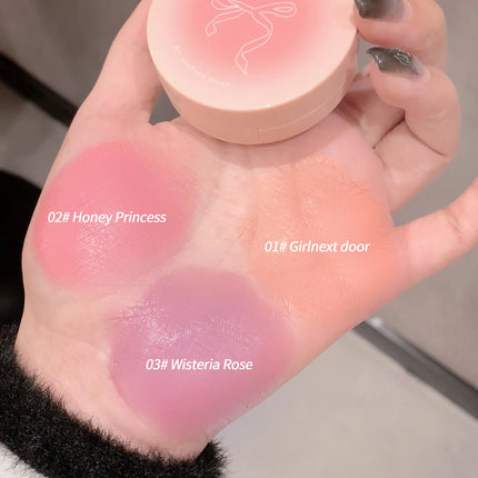 Creamy Air Cushion Blush Hydrating Matte Pink Natural Cheek Tint Brighten Face Waterproof Silky Liquid Blusher Cream With Puff