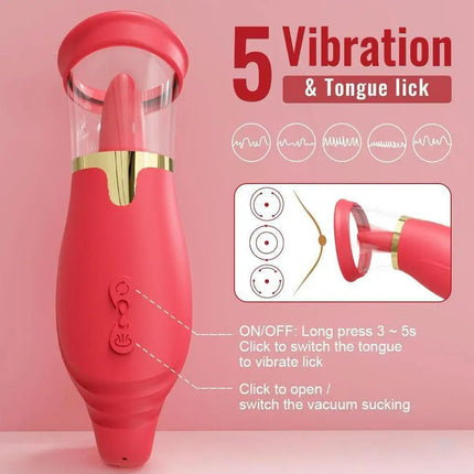 Red Vacuum Suction Tongue Licking Vibrating Egg Female Suction Device Suction And Vibration Device Female Massage Vibrating