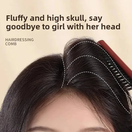 Professional Curly Hair Comb Wooden Handle Pig Bristle Sharp Tail for Fluffy Texture Salon Styling Black Women's Hair Wigs Care