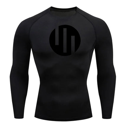 New Gym Short Sleeve Running T-Shirt Men's Compression Long Sleeve Shirt Sun Protection Quick Drying Sports Top Black Sportswear