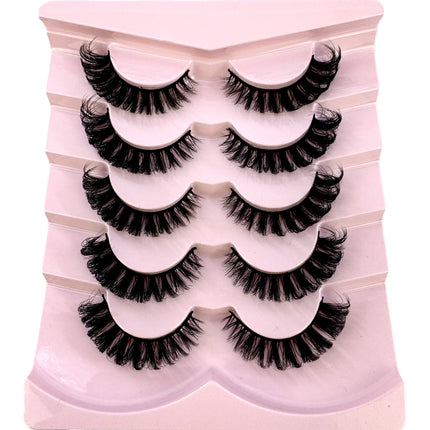 HBZGTLAD 3D natural cat eye fluffy soft cross 5 pairs of comic eyelashes Wispy natural eyelash extension eyelashes