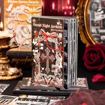 20pcs Retro Gothic style Sticker Book, Day and Night Poetry Collection, Handbooks, Notebooks, Decorative Stickers