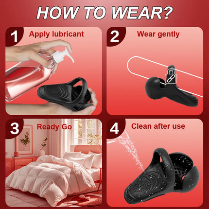 APP Remote Control Wireless Vibrating Cock Ring Penis Ring Ejaculation Delay Testicle Stimulator Adult Sex Toy for Men Couple