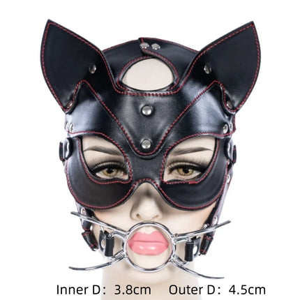 Sexy Allure Fox Eye Mask with Fetish BDSM Adult Harness Oral Flail Mouth Plug for Couple Slave Restraint Games Sex Gag Toy