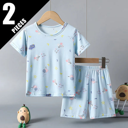 2/4-piece Summer And Autumn Children's Cute Cartoon Print Set For Boys And Girls Comfortable And Versatile Short Sleeved Shorts