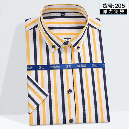 Summer New Young Men's Striped Short-Sleeved Shirt Non-Ironing Anti-Wrinkle Business Casual Fashion Breathable Trend Everything