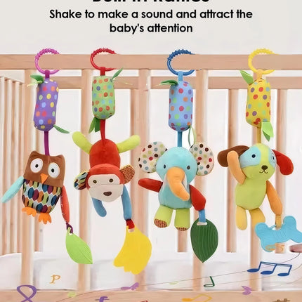 1pcs Baby Rattles Mobiles Cartoon Animal Bell Toy Newborn Baby Rattle Hanging Plush Lovely 0-24 Months Teether Toys Gift