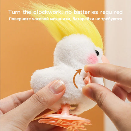 1pcs Cute Wind Up Jumping Parrot Plush Animals Toy Kids Boy Girl Stuffed Animals Parrot Clockwork Walking Toys Children Fun Gift