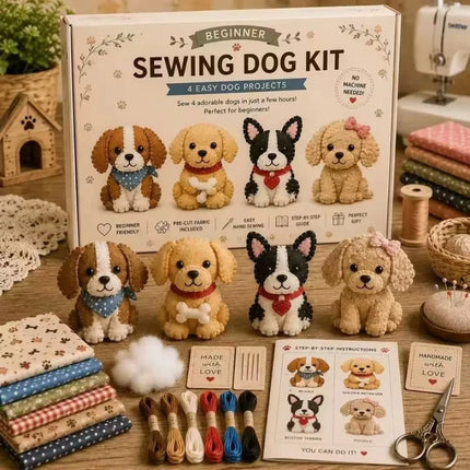 Pre-cut Fabric DIY Sewing Kit Easily Sewing Handcrafted Handmade Keychain Art Bird Cat Dogs Cartoon Animals Animal Keychain Kit