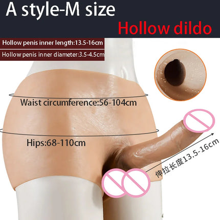 Lesbian Strap-On Dildo Penis Pants Realistic Soft Silicone Panties Solid Hollow Dildo For Men Woman Adults Sex Toys Masturbator