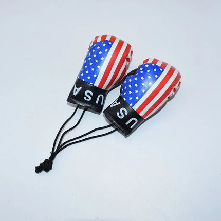 Simulation Boxing Glove Pendant Keychain Boxing Gym Match Flag Glove 10CM Bag Car Rearview Mirror Pendant Boxing Fan Gift