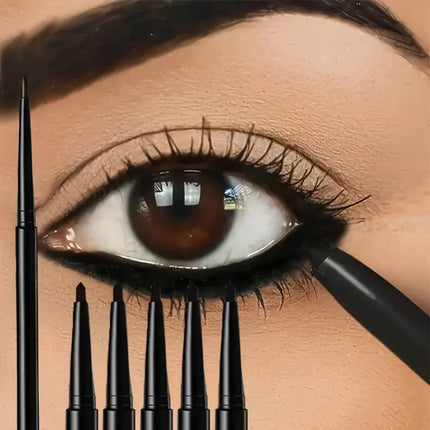5 black waterproof and sweat-resistant eyeliner pens - Long-lasting and anti-fading design, suitable for heavy makeup