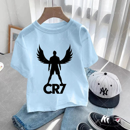 New Summer CR7 Print Cotton Boys Girls T-shirt Cristiano Ronaldo Clothing Fashion Outdoor Casual Fashion Sports Tees Top T-shirt