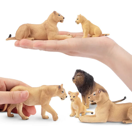 6Pcs Simulation Lion Wildlife Animal Model Toy Mini Large Giraffes Figures Dolls Action Figurines Toys for Children Set Gift