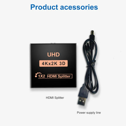 1 x 2 HDMI-compatible Splitter Converter 1 In 2 Out HDMI-compatible Splitter Amplifier 4K Dual Display for PC HDTV DVD PS4 Xbox