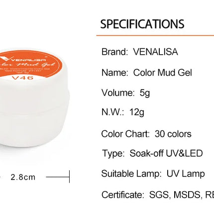 VENALISA Color Mud Gel Pure DIY Nail Art Design UV Gel Polish Professional Manicure Varnishes for Quality Artistry