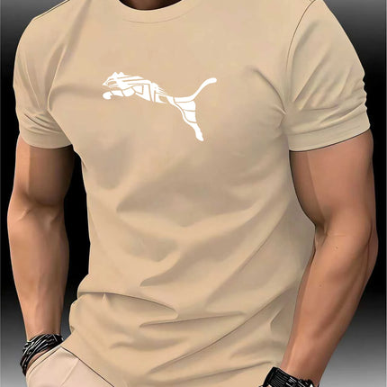 New Summer Luxury Men's Fashion Fox Leopard Print T-shirt Crewneck Casual Trend Y2K High-end High Quality Fitness Sports T-shirt