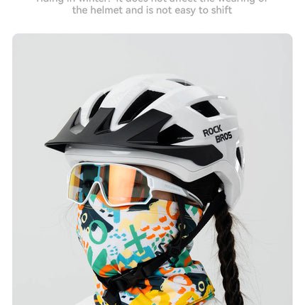 ROCKBROS Children Reversible Warm Scarf Fleece-Lined Ear-Warming Hat High Elasticity Breathable Built-in Drawstring Sports Mask