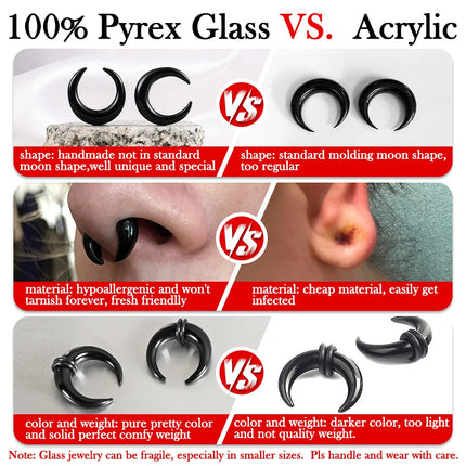 Casvort 1PCS Cozy Glass Stretching Kits Pincher Taper with O-Rings Buffalo Septum Retainers Hypoallergenic Piercing Jewelry