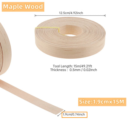 1.9cm/5cm x15M Hot Melt Adhesive Furniture Tape Melamine Edge Banding Strip/ Real Wood Pre Glued Veneer Sheet Cabinet Edge Decor