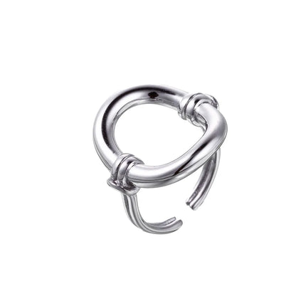CARLIDANA Stainless Steel Silver Color Open Irregular Circle Finger Rings Titanium Steel Personalized Geometric Open Ring Women