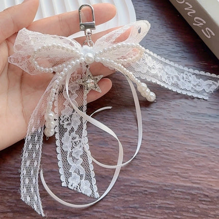 Lace bow Keychain Hollow Red Ribbon Cherry Y2k Fashion Design Charm Delicate Backpack Key Chain Valentine's Day Gift Accessories