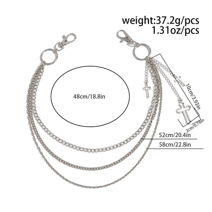 Hot Sale FashionSalircon Punk Multilayer Metal Star Pendant Pant Chain Hip Hop Waist keychain Jeans Chain Women Trendy Jewelry A