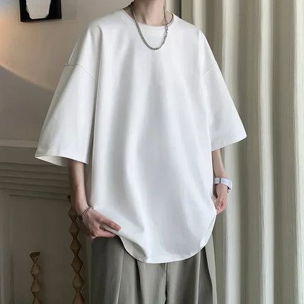 Men's Cotton T-shirts White Men's Oversized T-Shirt Solid Summer Casual Wear Tee Shirts Fashion for Men 5XL Male Clothes