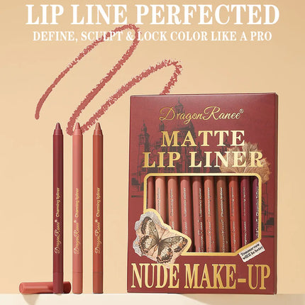 12Pcs/Set Lip Liner Set Waterproof and Sweat-Proof, Delicate Texture, Non-Smudged, Outline Lip Shape, Essential Lip Liner for Novices, Holiday Party, Valentine's Day Gift, Lip Liner Set