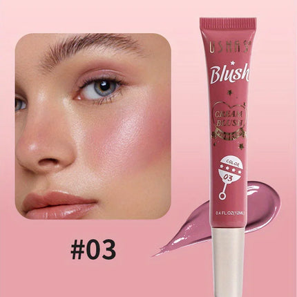 USHAS 4 Color Long-lasting Liquid Blush Facial Contouring Lightweight Soft Multi-Use Cream Blush Waterproof Facial Blush Stick