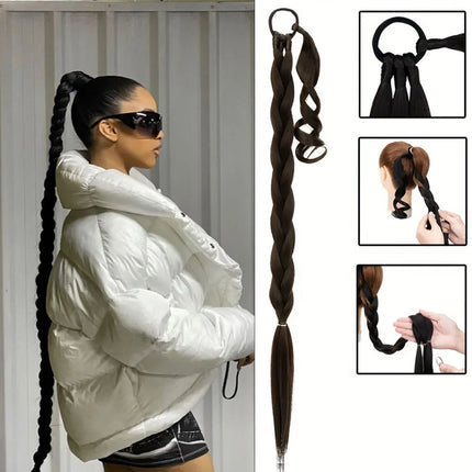 30Inch Synthetic Long Braided Ponytail Hair Extension DIY Hairpiece  Ponytail for Women Suitable for Daily Use