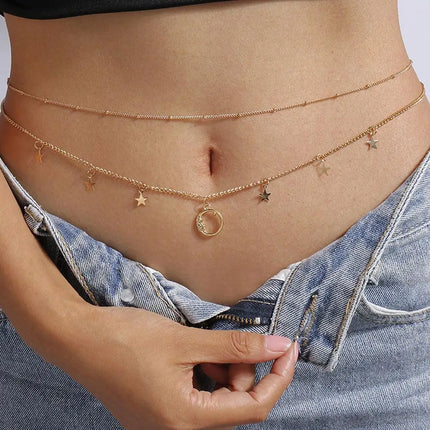 Waist Chain Sexy Belly Belt Waist Chain Women Double Chain Sexy Sexy Pants Fashion Chain Layer Adjustable Waist Chain I2Y2