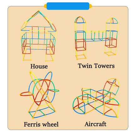 Straw Constructor Toys Building Toys Straws and Connectors Building Sets Colorful Motor Skills Engineering Educational Toy