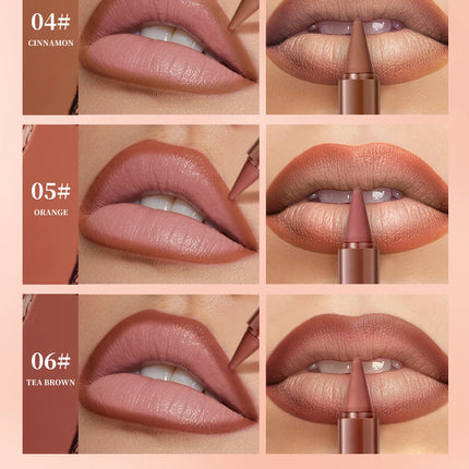 QIBEST Tapered Gradient Lip Liner Makeup Sets Matte Nude Brown Red Lipstick Waterproof Contouring Lipliner Lasting Makeup Kits