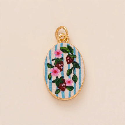 Dopamine pendant necklace, DIY fruit food love pendant, copper material, gold-plated, color preserving