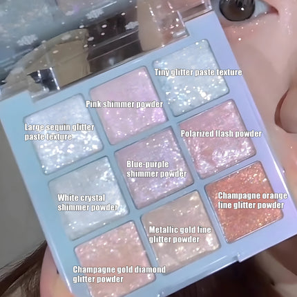 Christmas Snowflake 9-Color Eyeshadow Palette - Fine, Easy-To-Apply Powder With Sparkling Chameleon & Pearlescent Shades In Cora